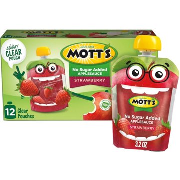 Mott's No Sugar Added Strawberry Applesauce 12 pk Pouches, 3.2 oz