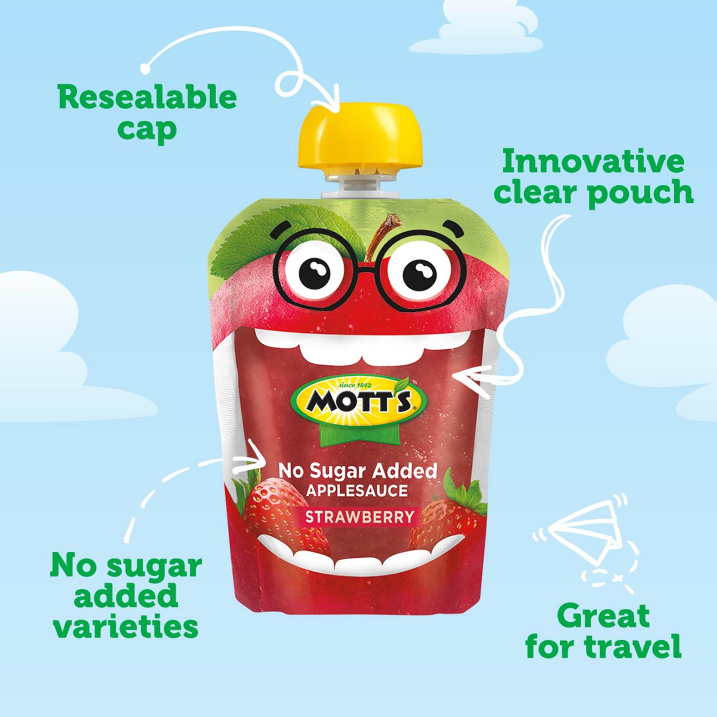 Mott's No Sugar Added Strawberry Apple Sauce Pouches; image 3 of 6