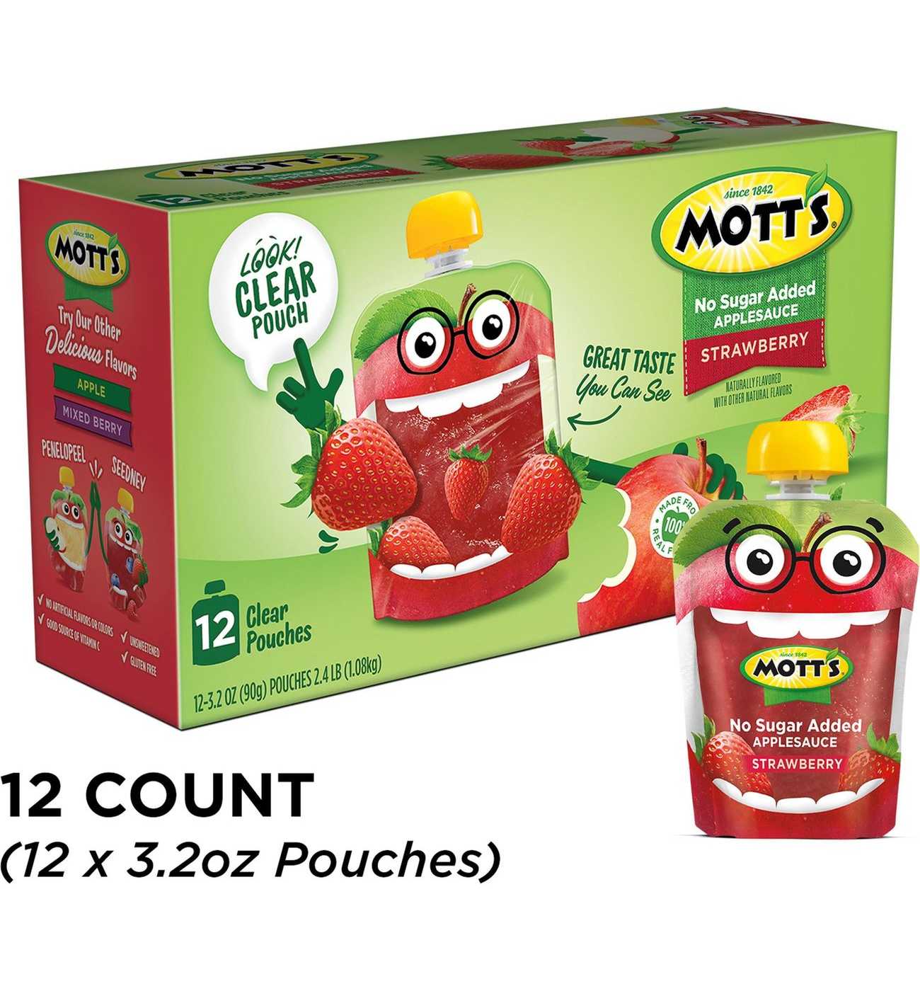 Mott's No Sugar Added Strawberry Applesauce 12 pk Pouches; image 9 of 11