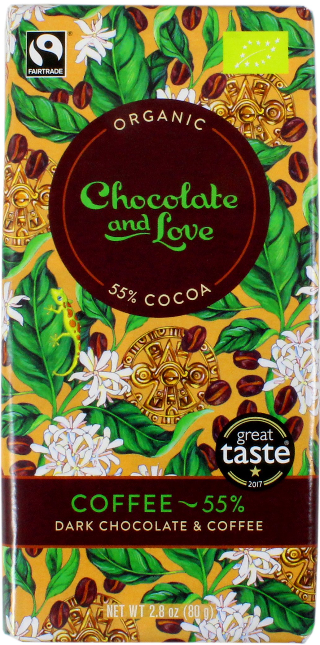Chocolate And Love 55% Dark Chocolate & Coffee Bar, 80 g | Central