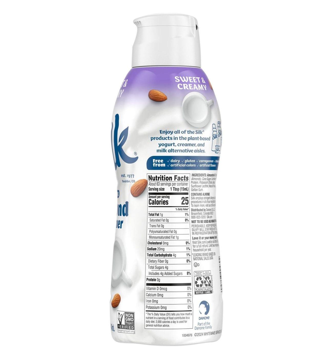 Silk Dairy Free Almond Liquid Coffee Creamer - Sweet & Creamy; image 2 of 10