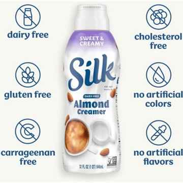 Silk Dairy Free Almond Liquid Coffee Creamer - Sweet & Creamy, 32 oz