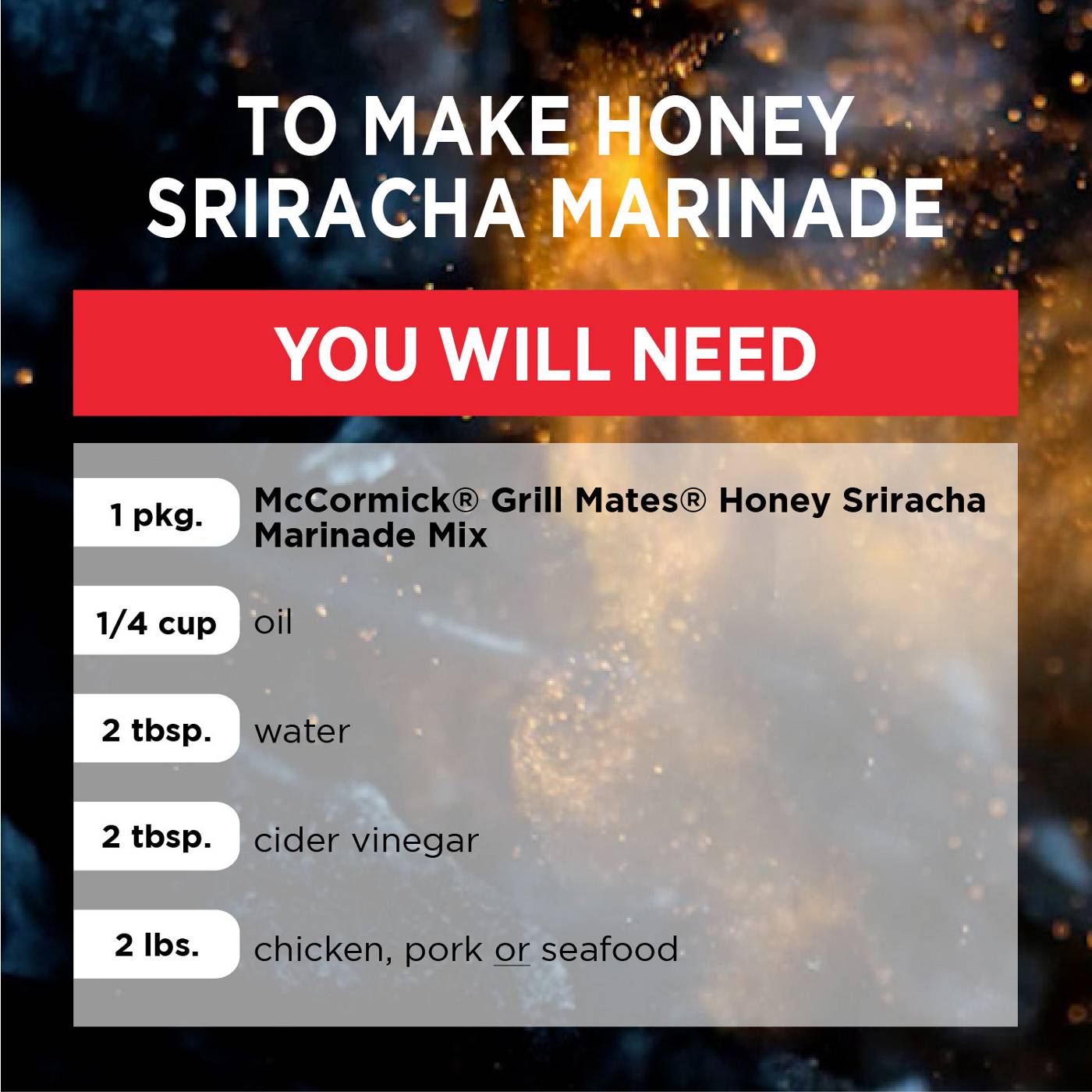 McCormick Grill Mates Honey Sriracha Marinade Mix; image 2 of 8