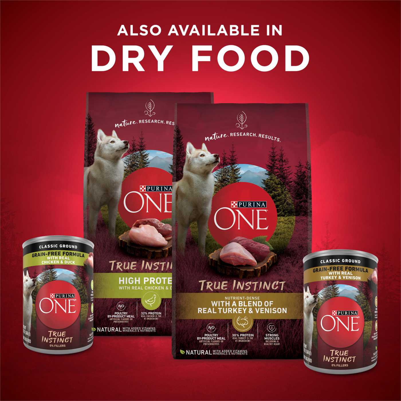 Purina ONE Purina ONE True Instinct Classic Ground Grain-Free Formulas With Real Turkey and Venison, and With Real Chicken and Duck High Protein Wet Dog Food Variety Pack; image 4 of 6
