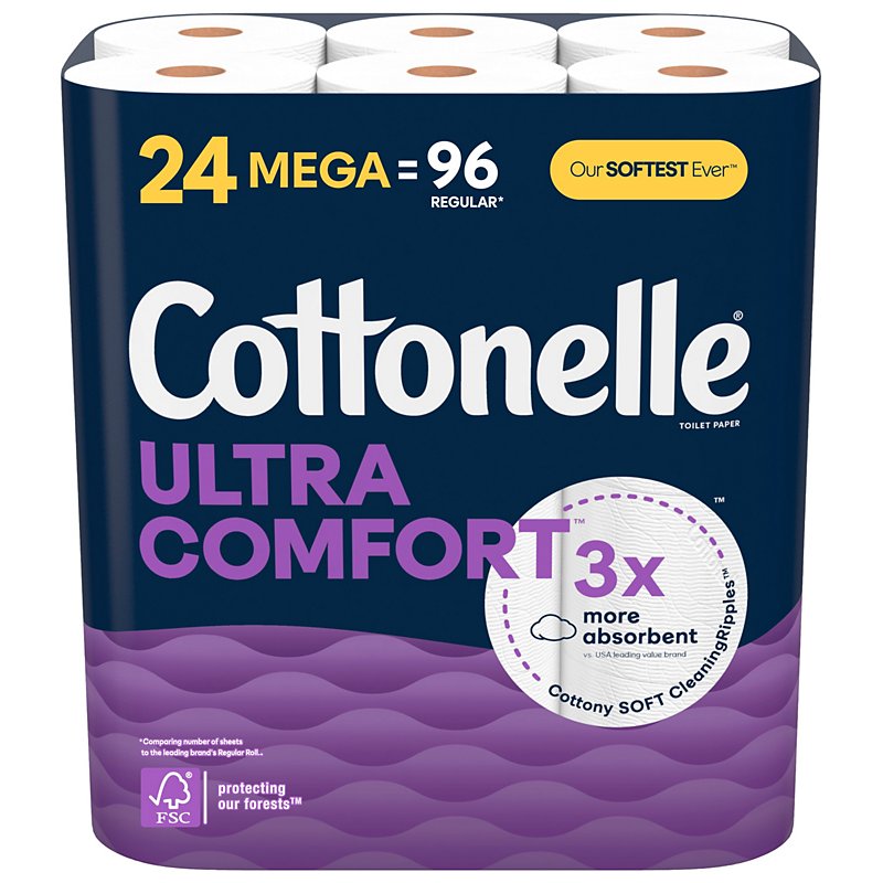 Cottonelle Ultra ComfortCare Soft 24 Mega Rolls Bath Toilet Tissue Paper 