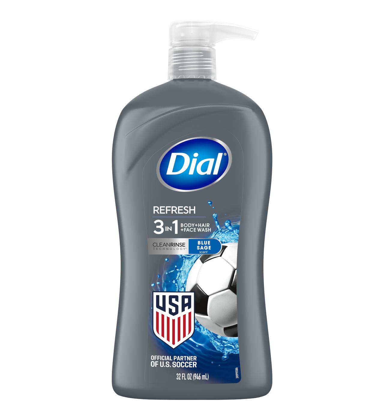 Dial Men 3-in-1 Body, Hair & Face Wash - Hydro Fresh; image 1 of 6