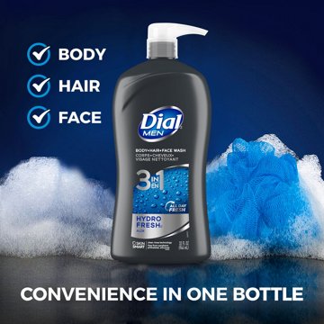 Dial Men 3-in-1 Body, Hair & Face Wash - Hydro Fresh, 32 oz