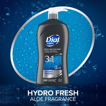 Dial Men 3-in-1 Body, Hair & Face Wash - Hydro Fresh, 32 oz