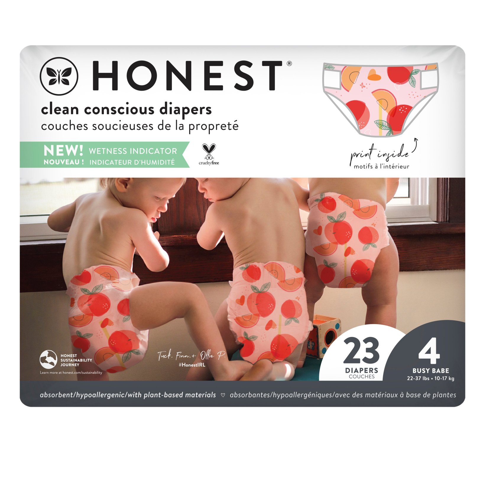 Honest Diapers, Sleepy Sheep, Overnights, Size 4 (22-37 lbs) - 24 diapers