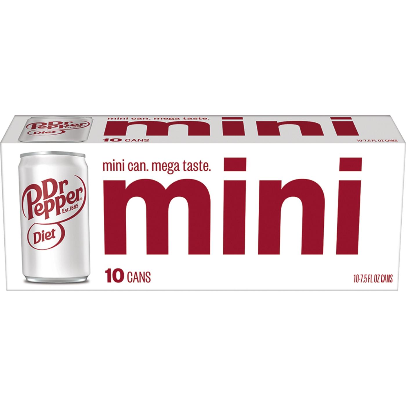 Dr Pepper Diet Soda 10 pk Mini Cans; image 1 of 6