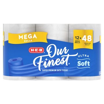 H-E-B Our Finest Ultra Soft Toilet Paper, 12 Mega Rolls