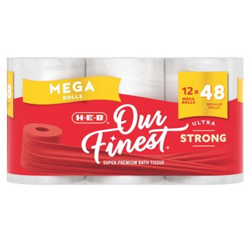H-E-B Our Finest Ultra Strong Toilet Paper, 12 Mega Rolls