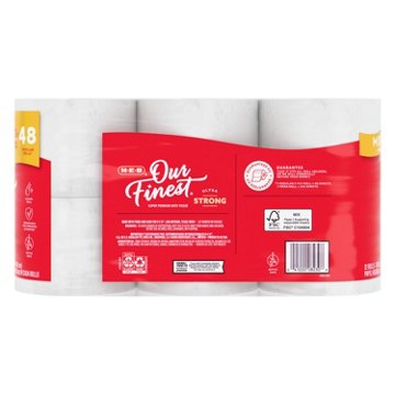 H-E-B Our Finest Ultra Strong Toilet Paper, 12 Mega Rolls