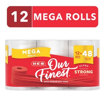 H-E-B Our Finest Ultra Strong Toilet Paper, 12 Mega Rolls