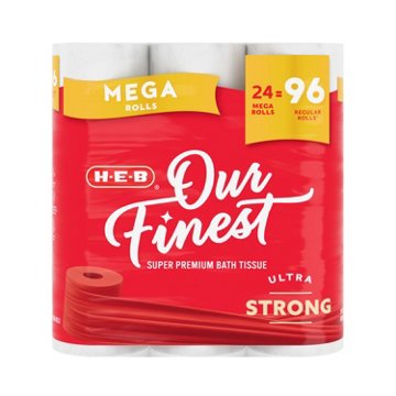 H-E-B Our Finest Ultra Strong Toilet Paper, 24 Mega Rolls