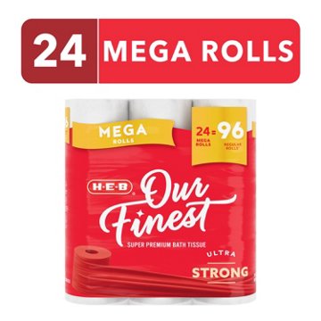 H-E-B Our Finest Ultra Strong Toilet Paper, 24 Mega Rolls