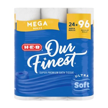 H-E-B Our Finest Ultra Soft Toilet Paper, 24 Mega Rolls