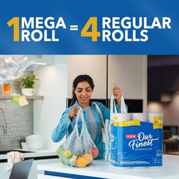 H-E-B Our Finest Ultra Soft Toilet Paper, 24 Mega Rolls