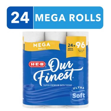 H-E-B Our Finest Ultra Soft Toilet Paper, 24 Mega Rolls