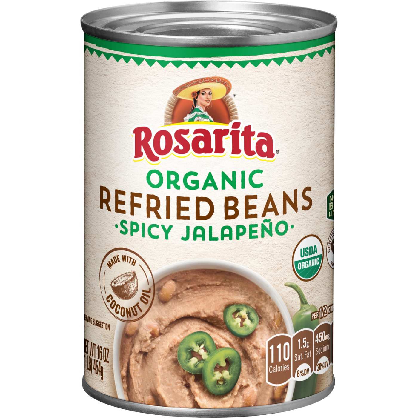 Rosarita Organic Spicy Jalapeno Refried Beans; image 1 of 5