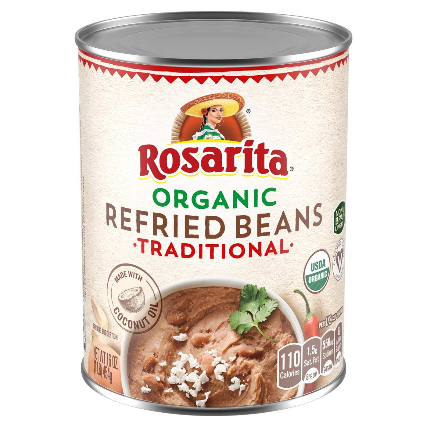 Rosarita Organic Refried Beans Canned Beans; image 1 of 5