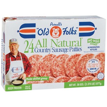 Purnell's Old Folks All Natural Country Sausage Patties, 24 ct