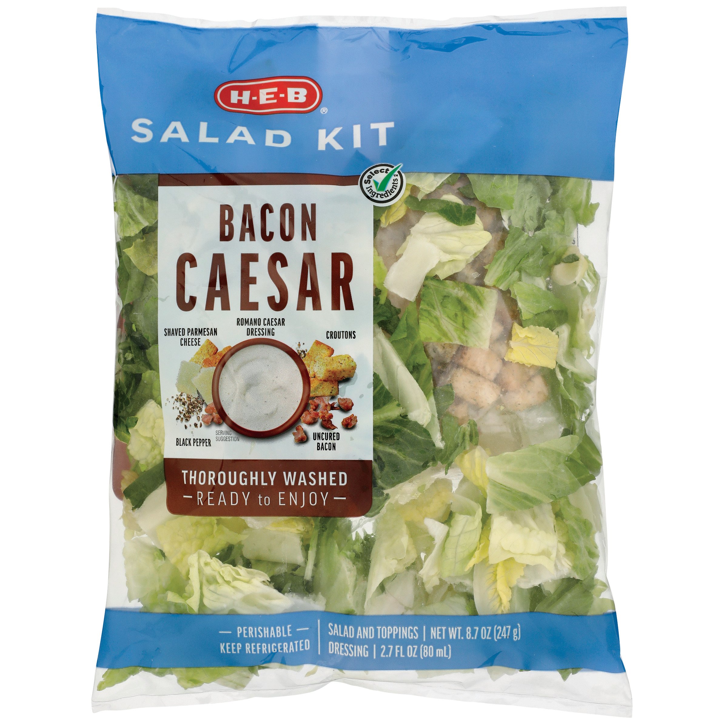 H E B Select Ingredients Bacon Caesar Salad Kit Shop Salads At H E B