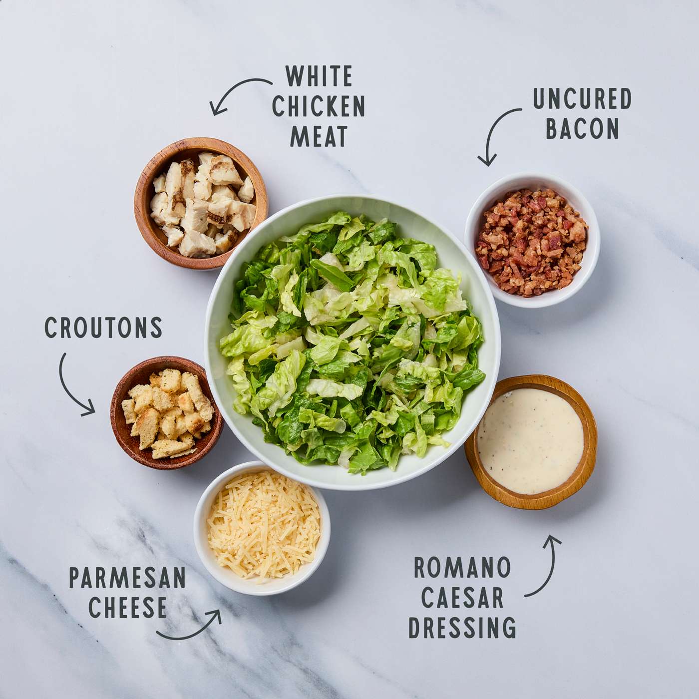 H-E-B Chopped Salad Bowl - Chicken Caesar with Uncured Bacon; image 3 of 5
