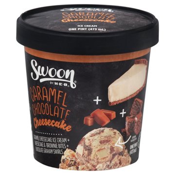Swoon by H-E-B Caramel Chocolate Cheesecake Ice Cream, 1 pt