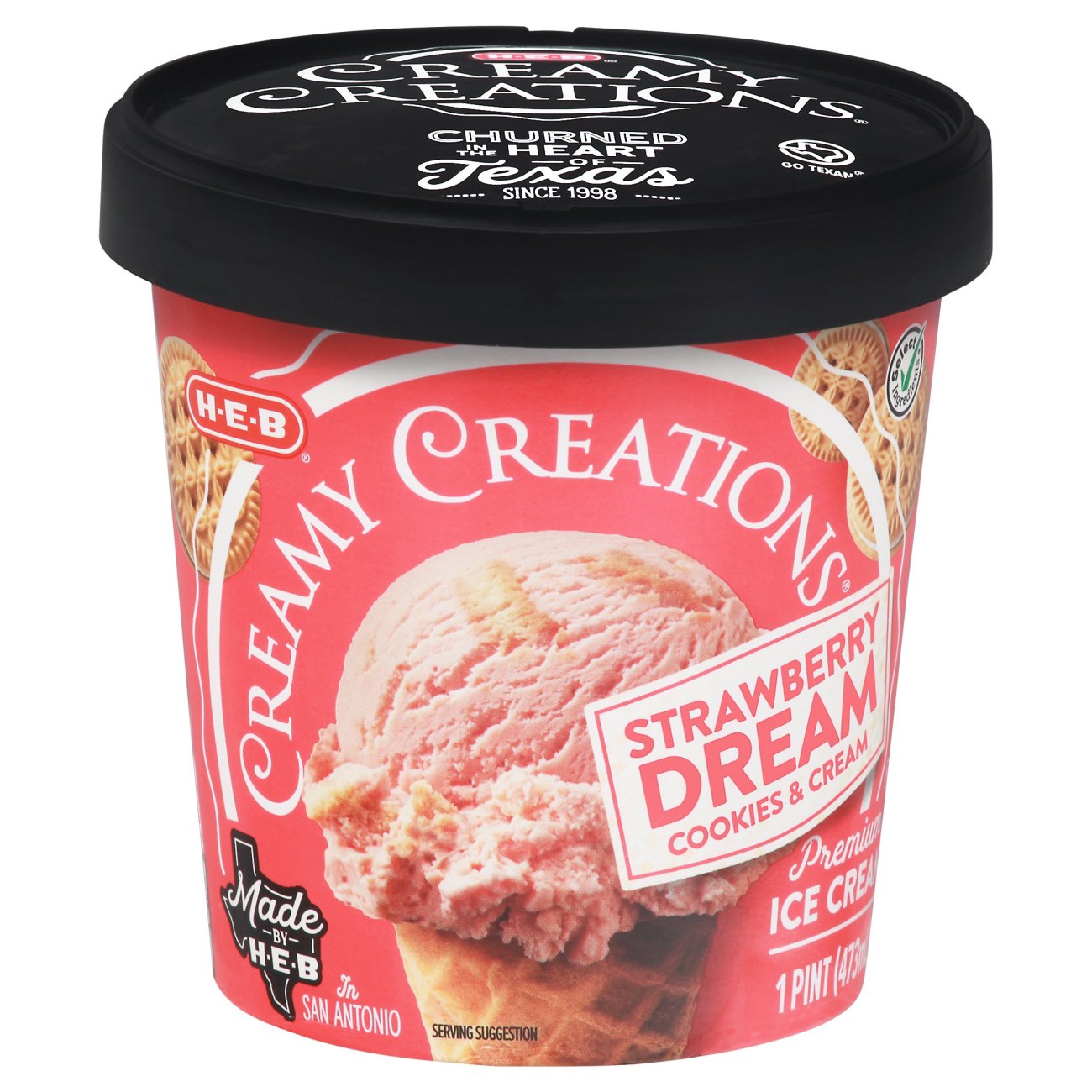 H-E-B Select Ingredients Creamy Creations Strawberry Dream Ice Cream ...