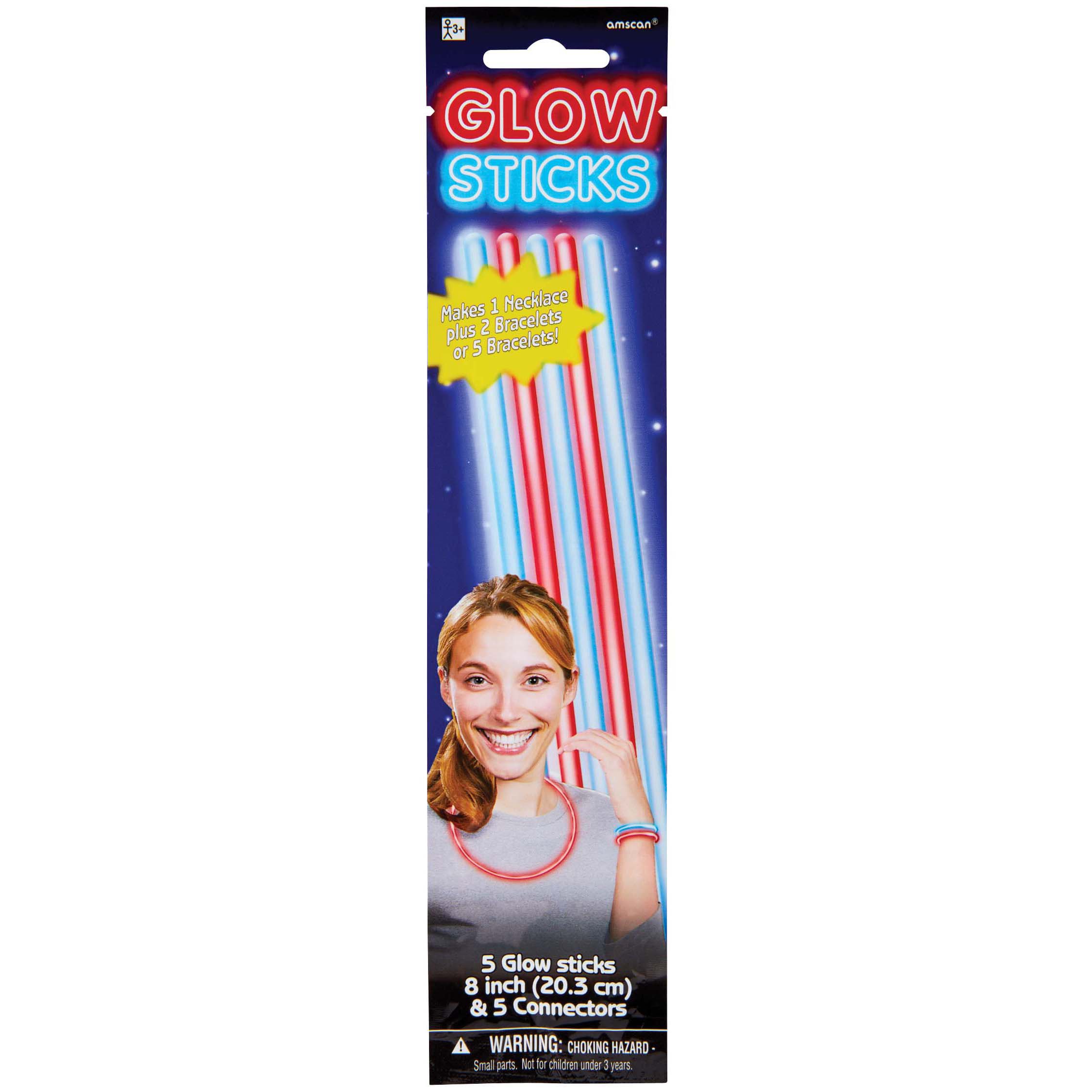 red and blue glow sticks