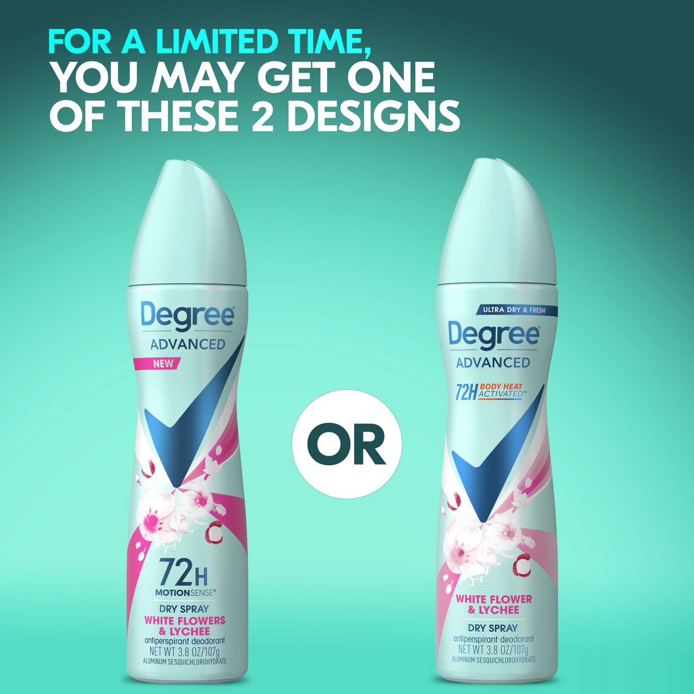 Degree 72 Hr Advanced Antiperspirant Deodorant Dry Spray - White Flowers & Lychee; image 4 of 9