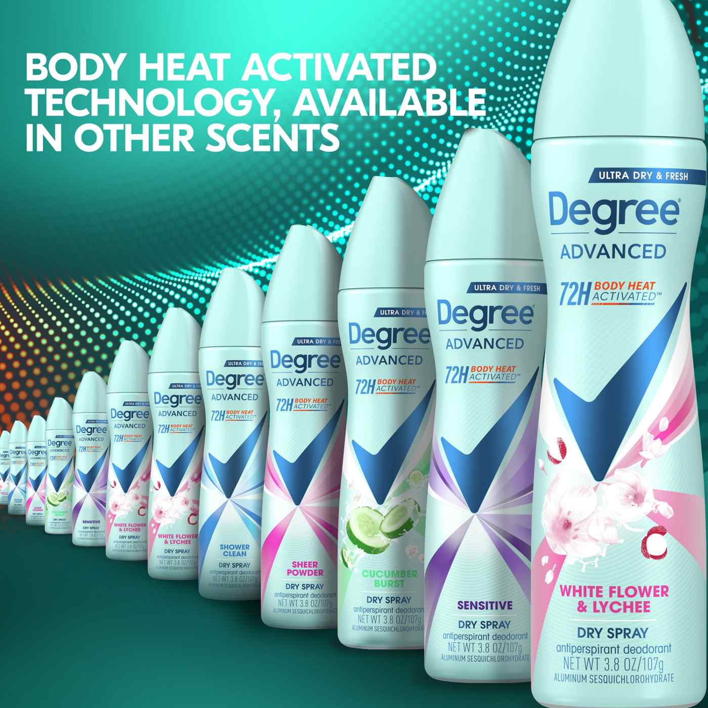 Degree 72 Hr Advanced Antiperspirant Deodorant Dry Spray - White Flowers & Lychee; image 9 of 9