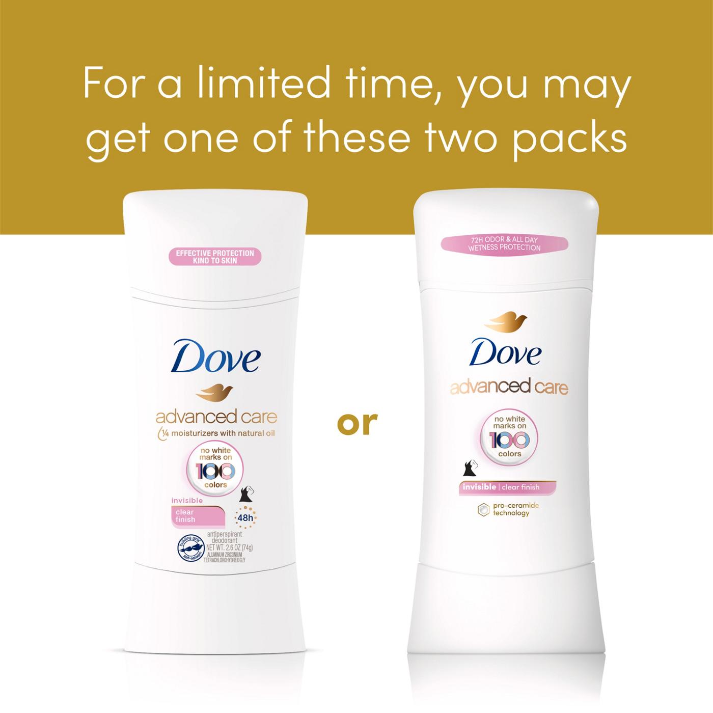 Dove Advanced Care Invisible Clear Finish Twin Antiperspirant Deodorant; image 5 of 12