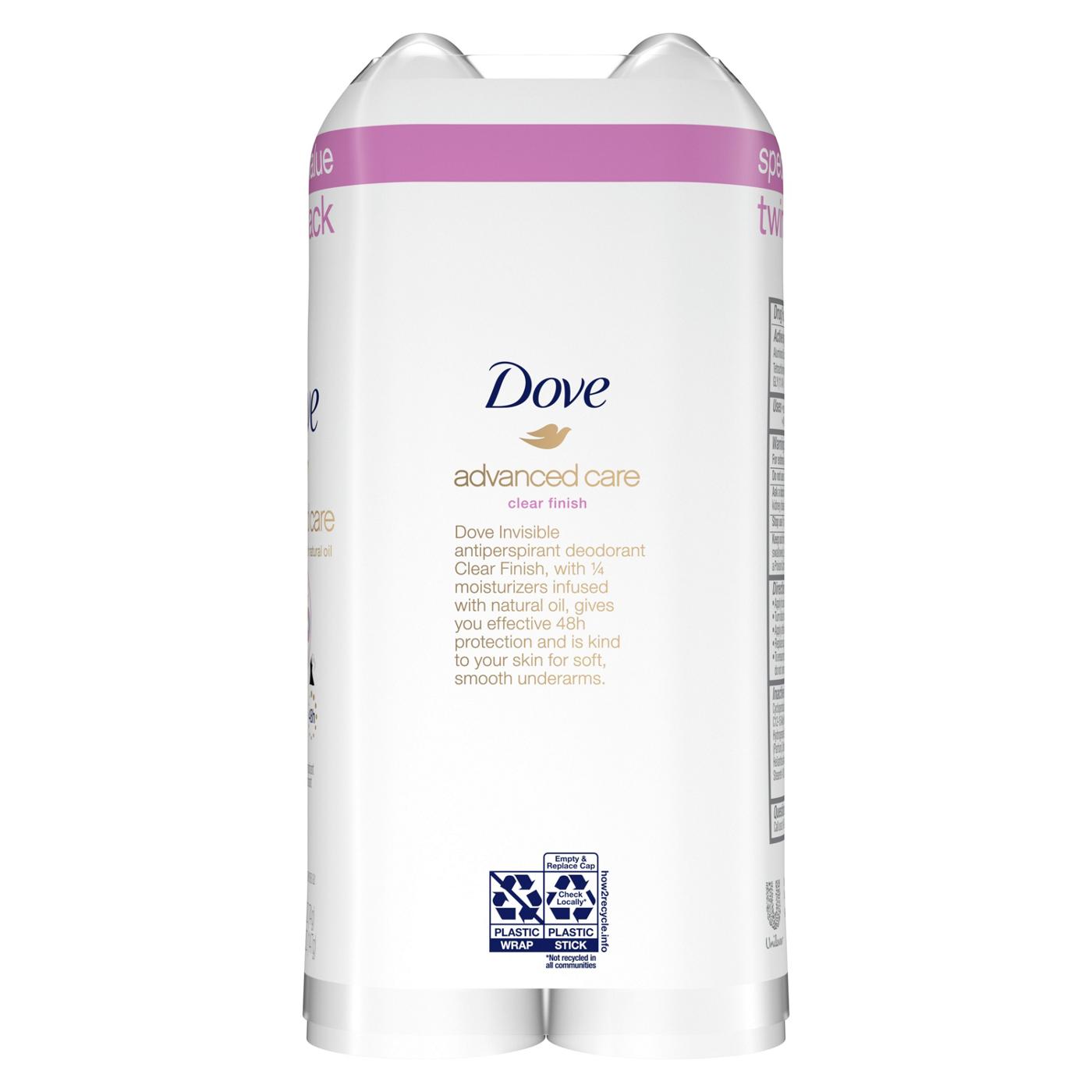 Dove Advanced Care Invisible Clear Finish Twin Antiperspirant Deodorant; image 11 of 12