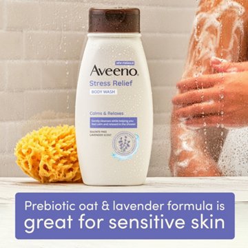Aveeno Stress Relief Body Wash - Lavender Scent, 18 oz
