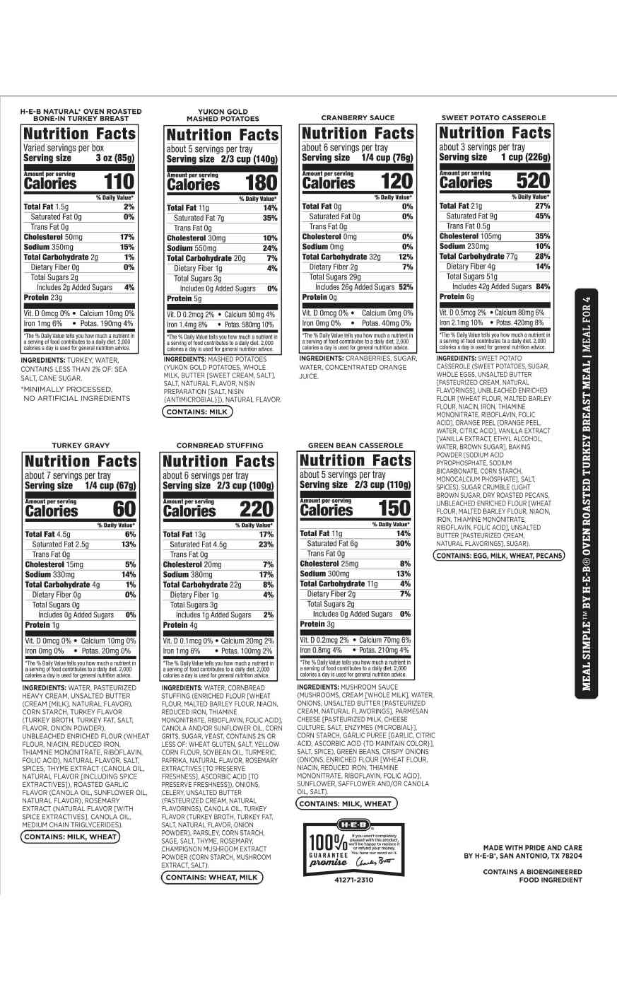 Meal Simple by HEB Fully Cooked Turkey Breast & Sides Holiday Dinner