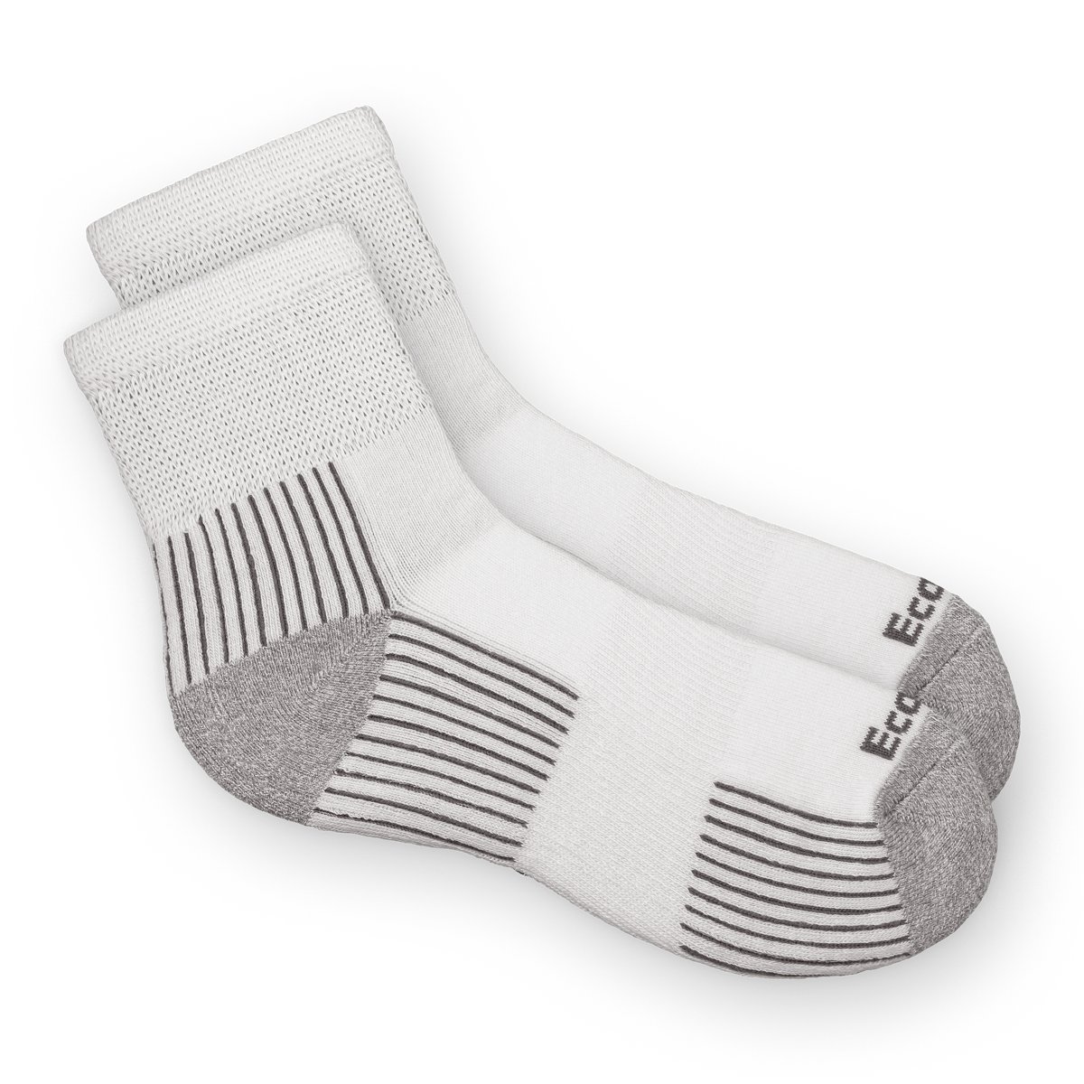 EcoSox Medium White/Grey Diabetic Quarter, 2.6 oz