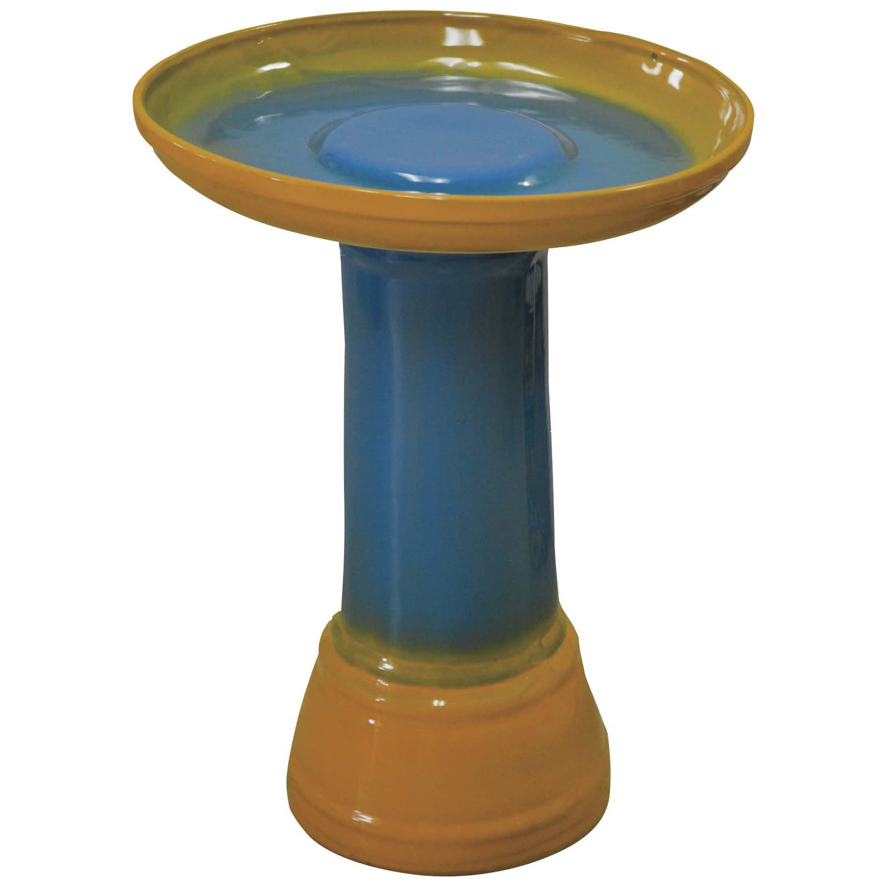 Blue Orange Pottery Orange Blue Ceramic Bird Bath - Shop ...