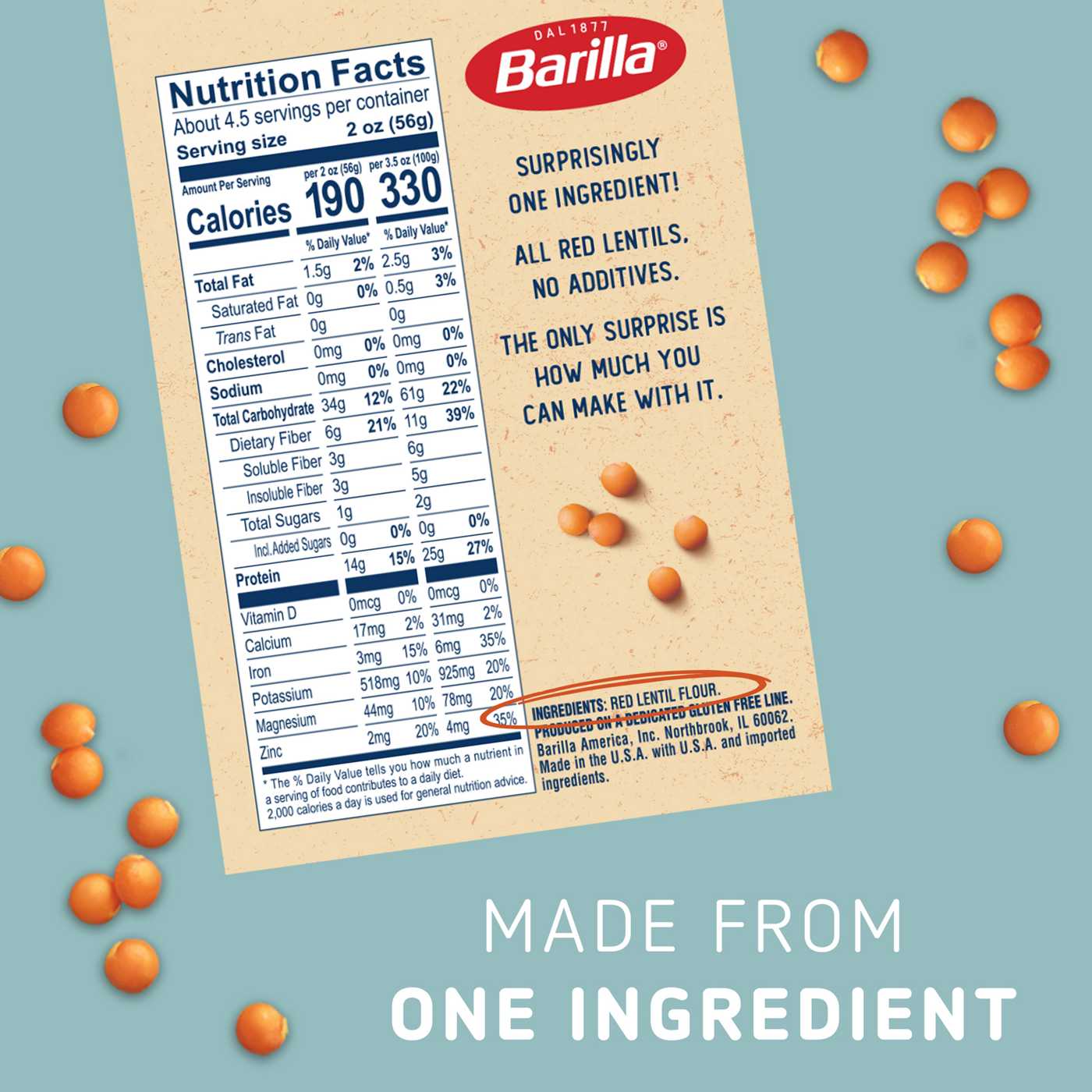 Barilla 14g Protein Red Lentil Penne Pasta; image 5 of 5