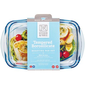 Kitchen & Table by H-E-B Tempered Borosilicate Roasting Pan Set, 2 pc