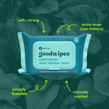 Goodwipes XL Flushable Wipes - Shea-Coco, 50 ct