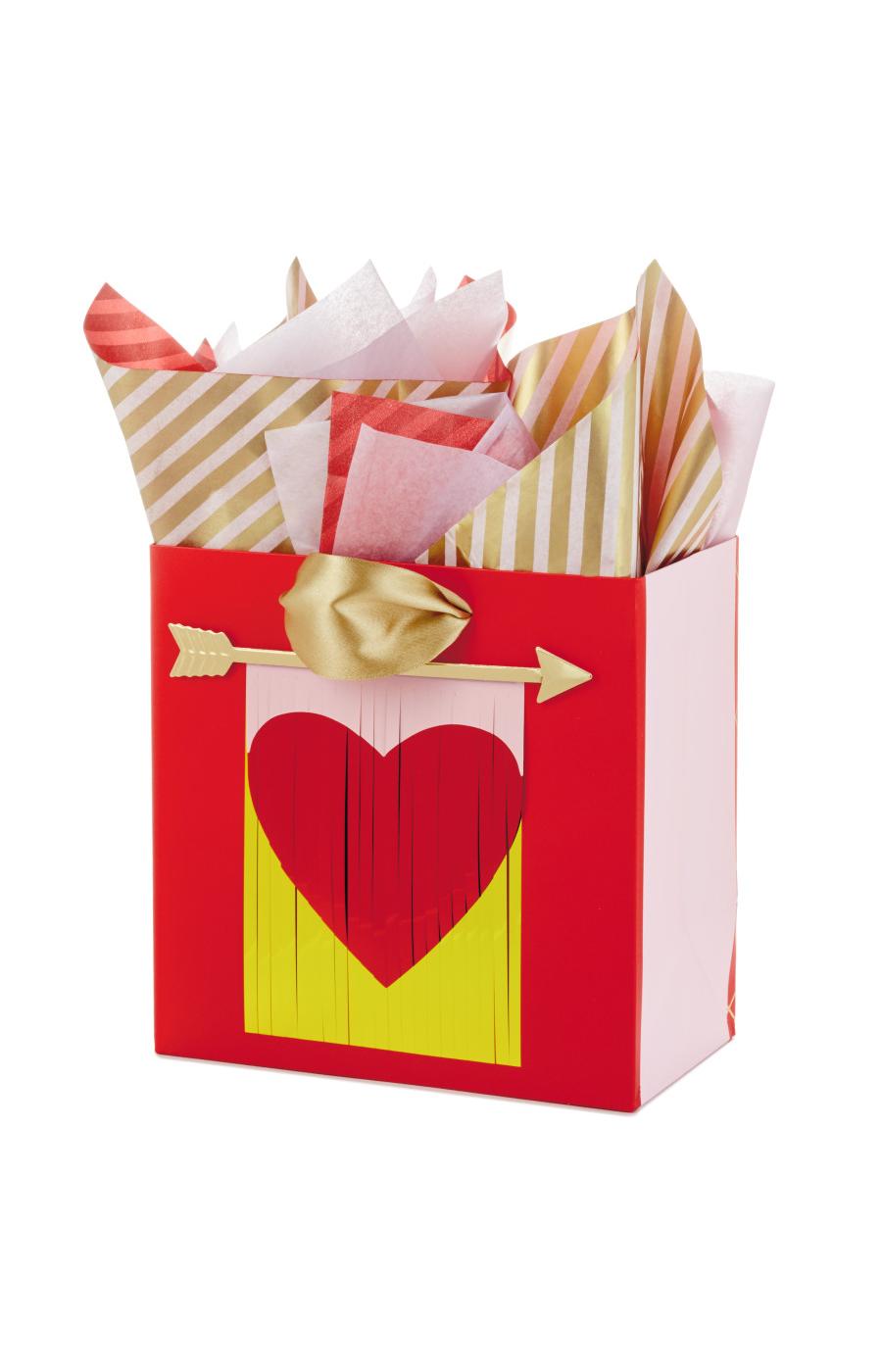 Hallmark Small Valentine's Day Gift Bag with Tissue Paper (Red Happy  Valentine's Day, Gold Heart)