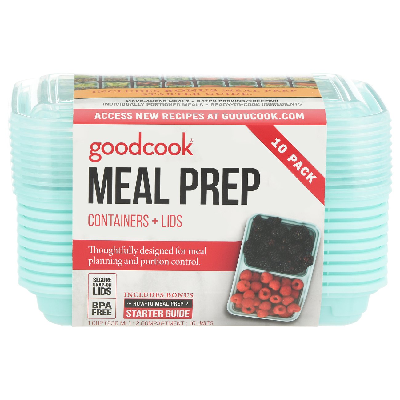 Good Cook 2 Compartment Meal Prep Containers + Lids - Shop Food