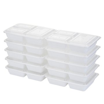 GoodCook 3 Compartment Rectangle Meal Prep Containers, 10 pk
