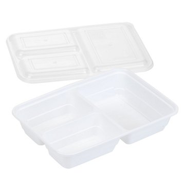GoodCook 3 Compartment Rectangle Meal Prep Containers, 10 pk