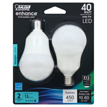 Feit Electric Enhance A15 40-Watt LED Light Bulbs - Daylight, 2 pk