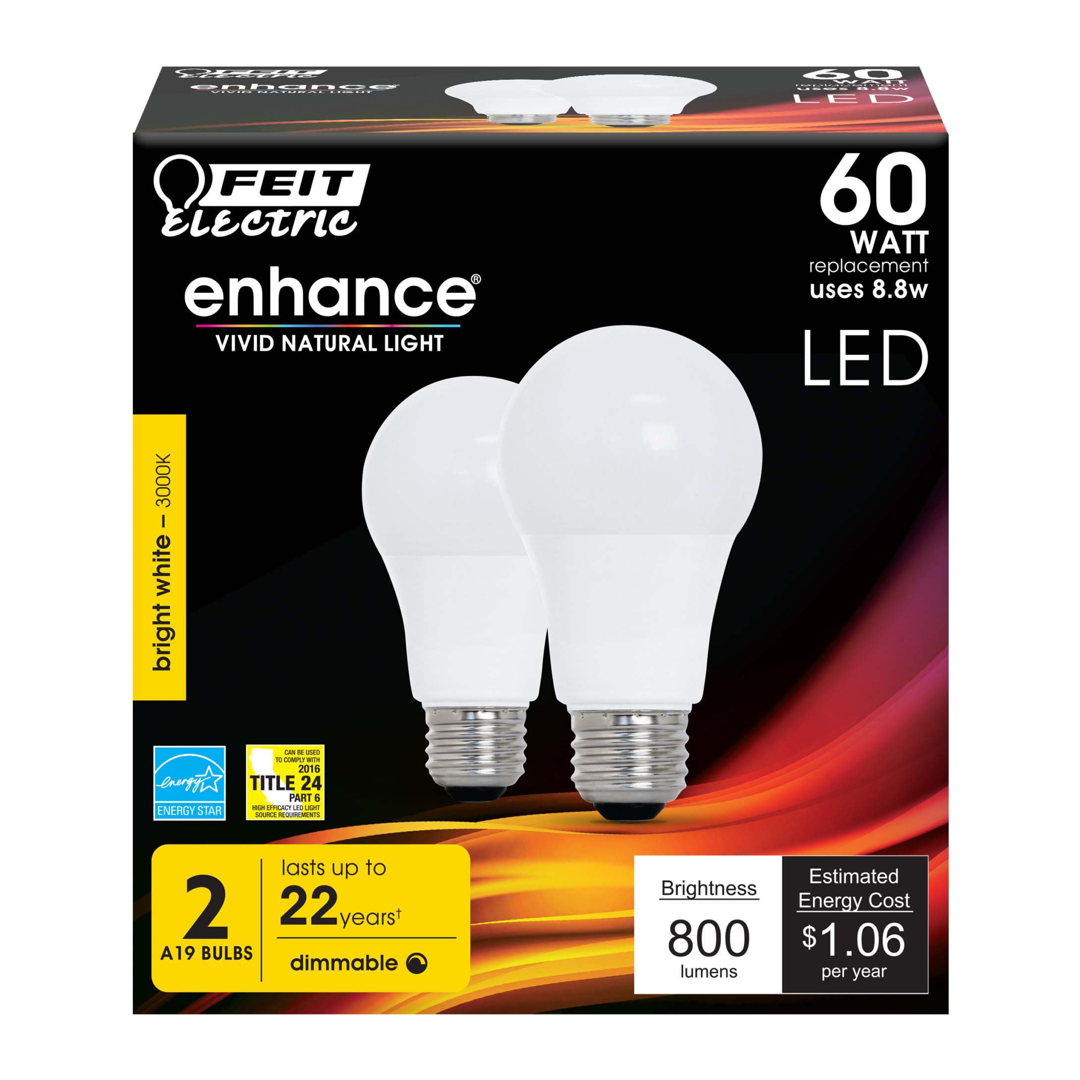 Feit Electric Enhance 60 Watt LED A19 Bright White Light Bulbs - Shop ...