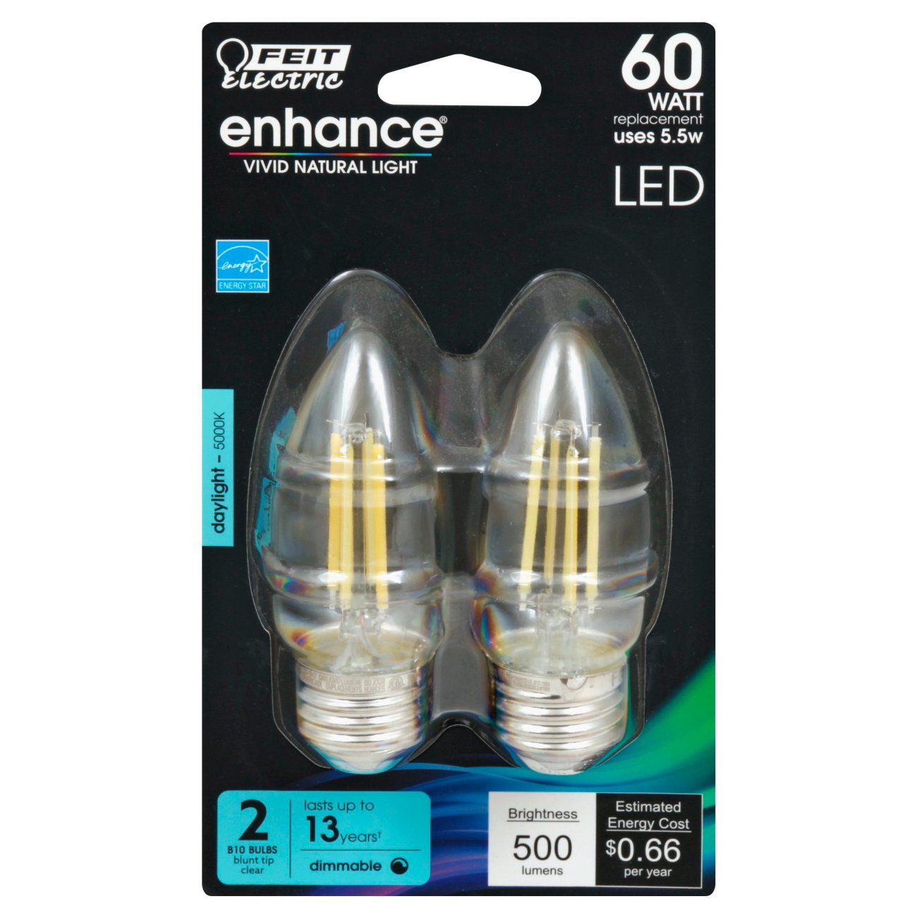 Feit Electric Enhance B10 60 Watt LED Light Bulbs Daylight