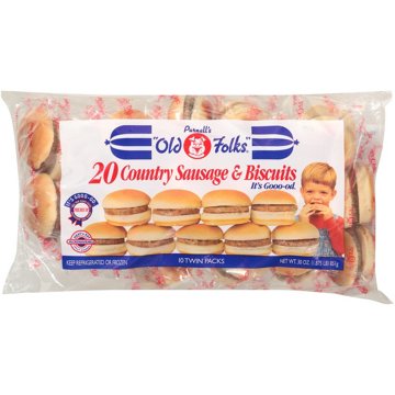 Purnell's Old Folks Country Sausage and Biscuits, 10 Twin Packs, 20 ct